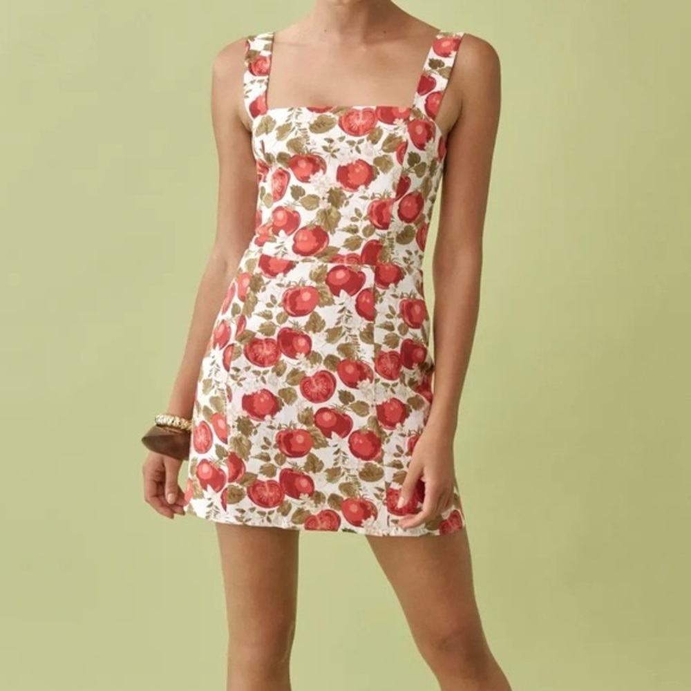 Reformation Brigitte Linen Dress - Tomatoes
